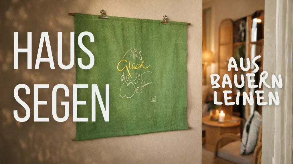 Wanddekoration - Haussegen mit kunstvoller Stickerei