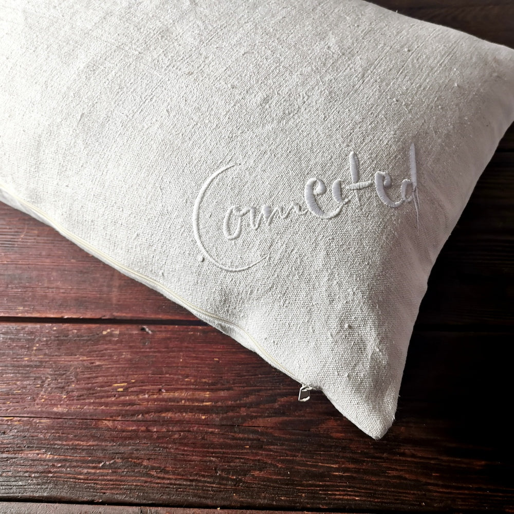 Kissenhülle Bauernleinen "Connected" rechts