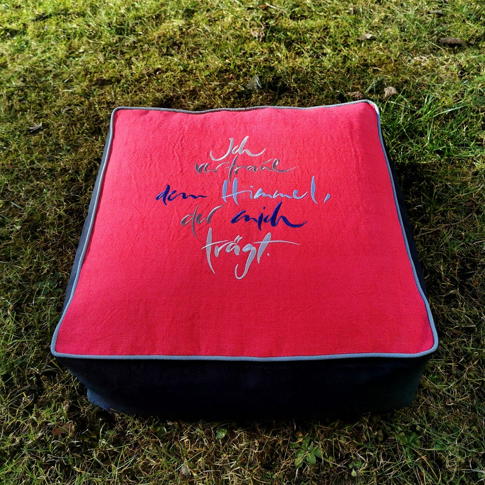 Bodenkissen quadratisch "Himmel" Silber/Grau/Blau