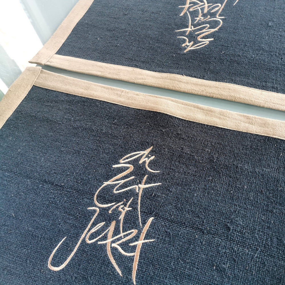 1 Tischset "die Zeit ist Jetzt" Bauernleinen