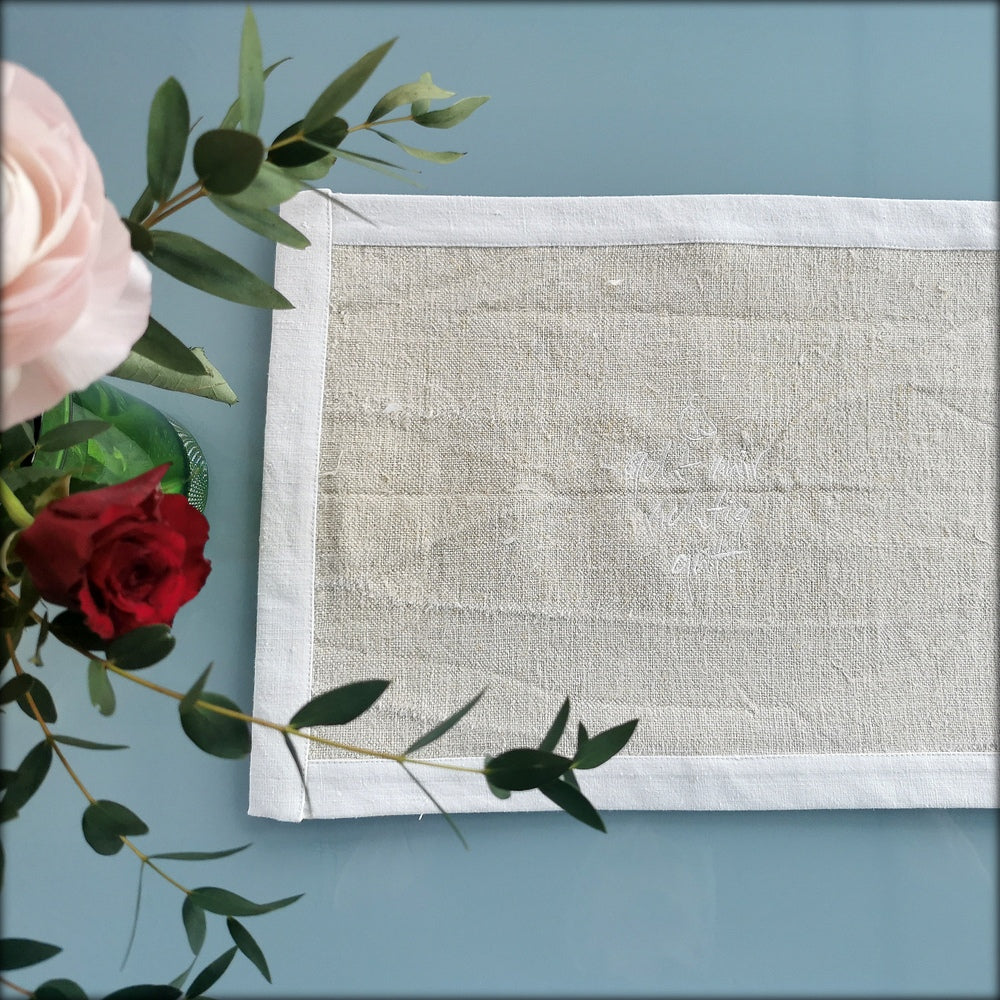 1 Tischset "Es geht mir richtig gut" Bauernleinen