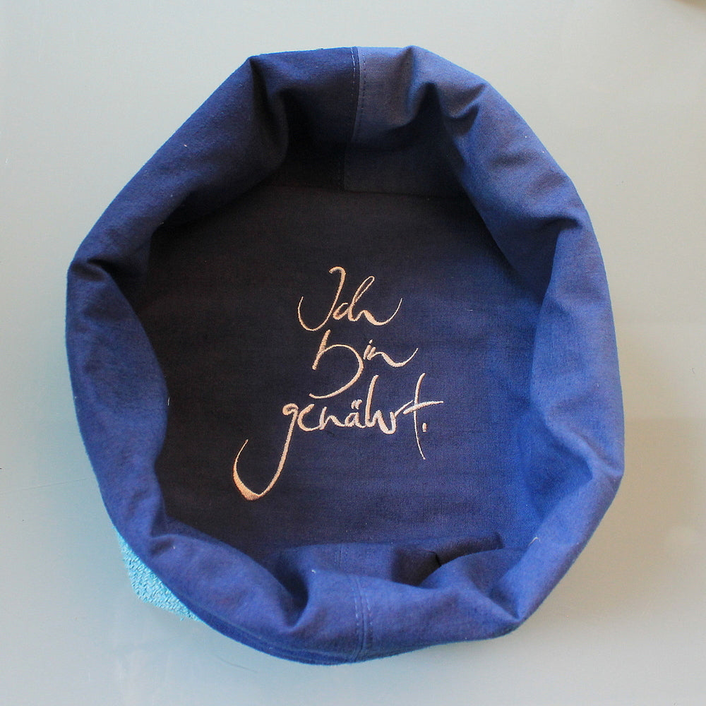 Brotkörbchen "Ich bin genährt" Türkis/Blau