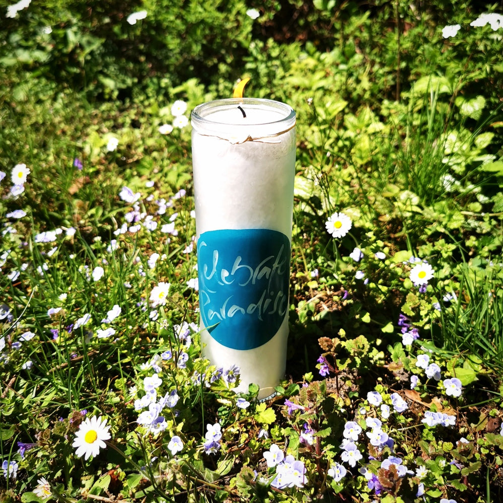 SignKerze "Celebrate Paradise"