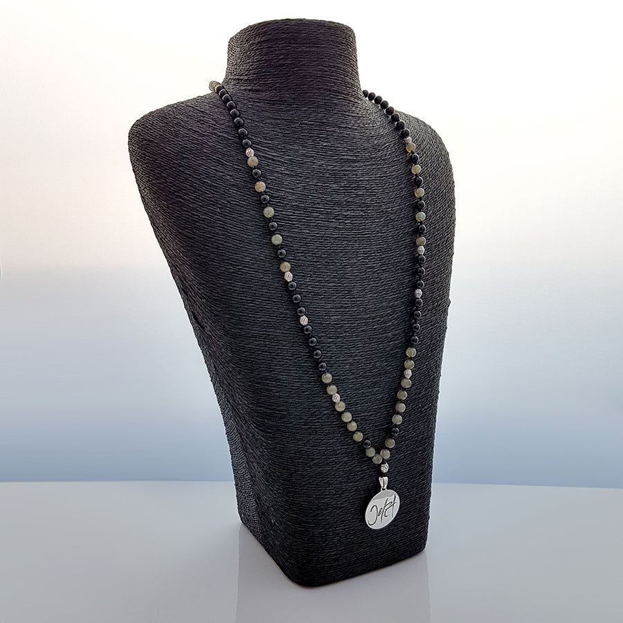 Gebetskette Onyx & Labradorit – Edle Mala handgeknüpft für bewusstes Leben im Hier und Jetzt kaufen