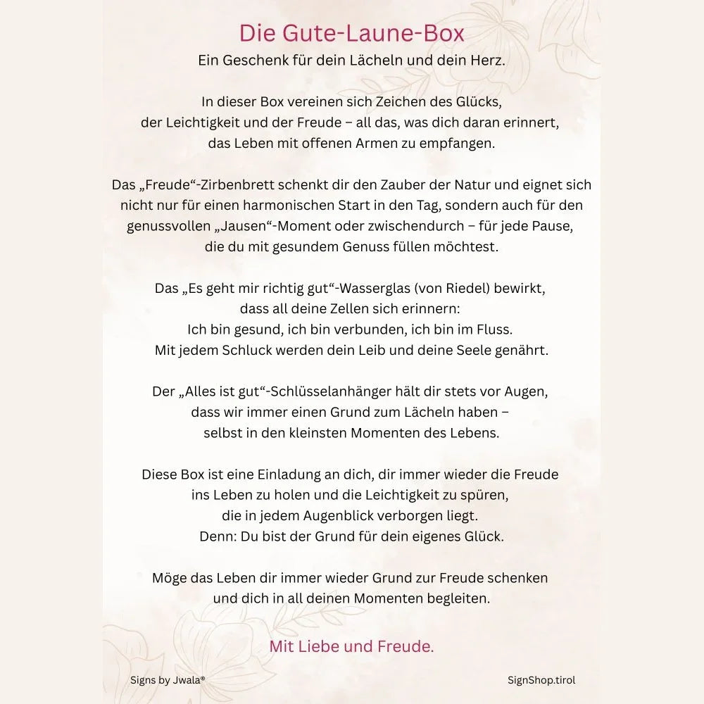 Beschreibung GUTE LAUNE BOX vom SignShopTirol