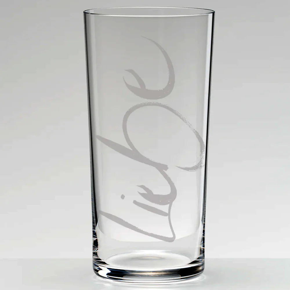 Sign-Wasserglas „Liebe“ – handveredeltes Premium-Glas, spülmaschinengeeignet und alltagstauglich, das ideale Geschenk für Menschen, die Liebe bewusst leben und schöne Dinge schätzen
