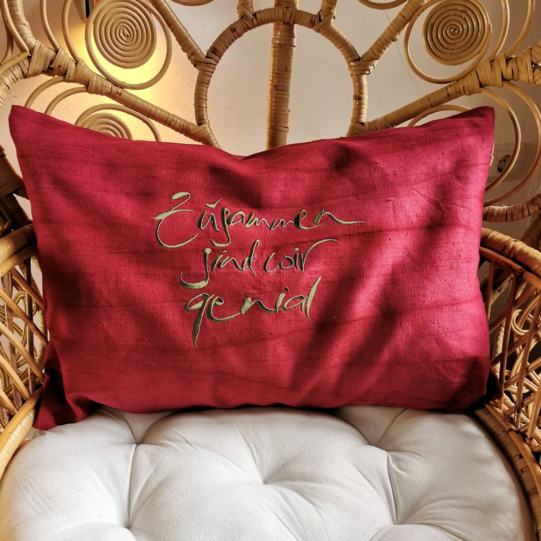 Kissenhülle Bauernleinen "Zusammen sind wir genial"