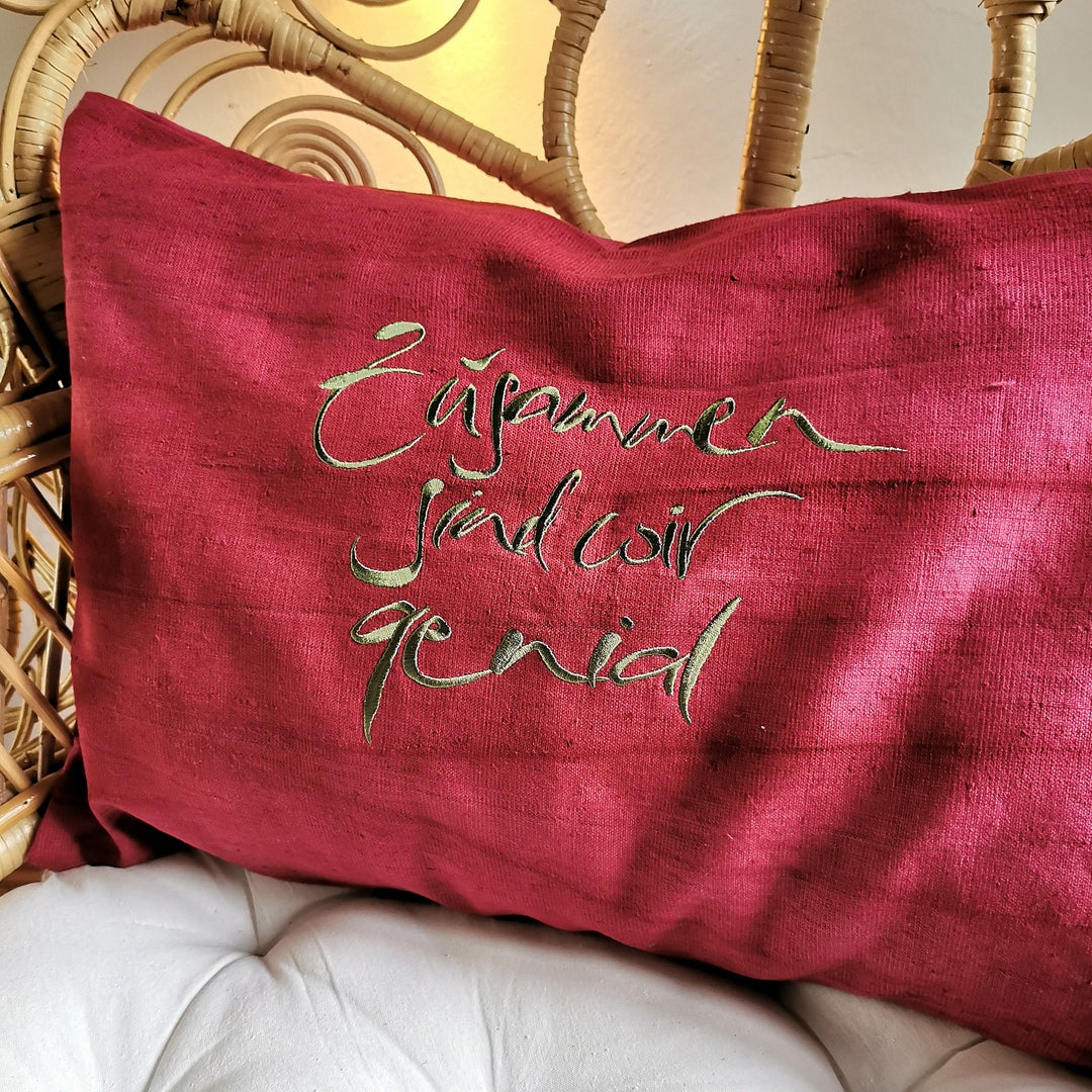 Kissenhülle Bauernleinen "Zusammen sind wir genial"