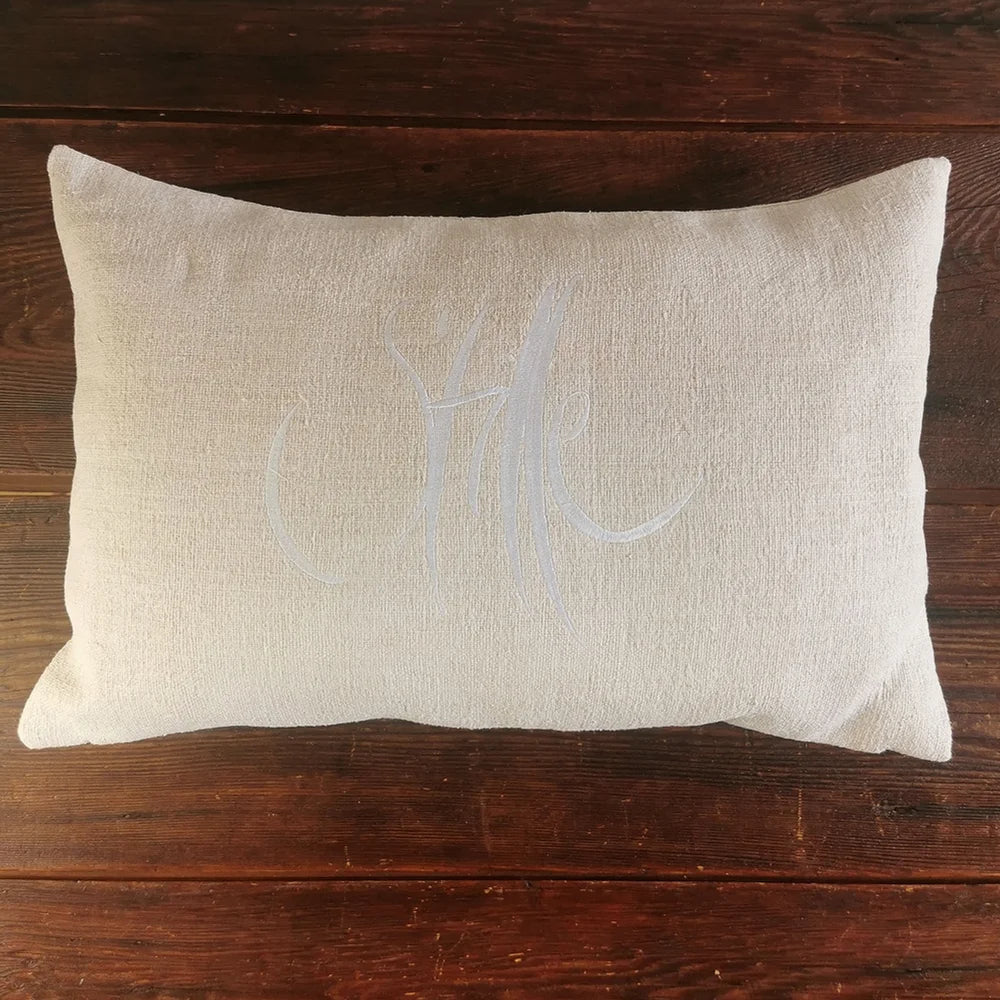 Exklusive Wohndeko kaufen – Bauernleinen-Kissenhülle „Stille“ in Natur/Beige