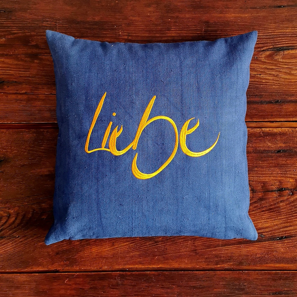 Bauernleinen Zirbenkissen "Liebe" 40x40