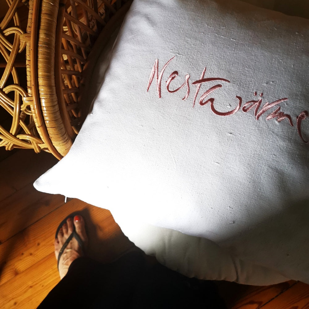 Bauernleinen Zirbenkissen "Nestwärme" 45x45 cm