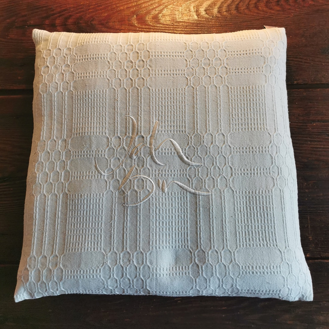 Bauernleinen-Flachkissen "Ich bin"