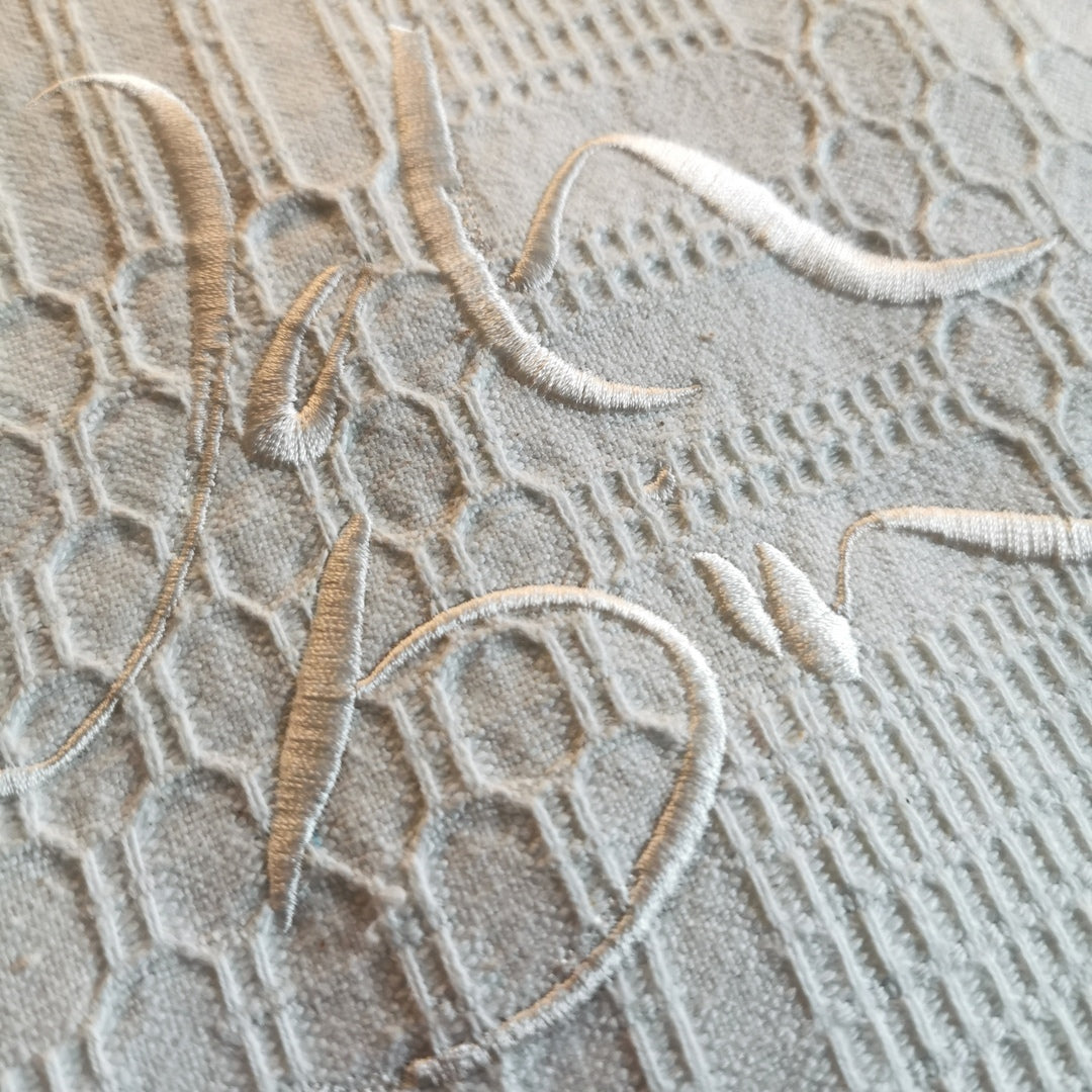 Bauernleinen-Flachkissen "Ich bin"