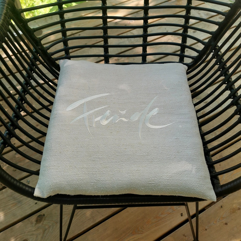 Bauernleinen-Flachkissen "Freude"