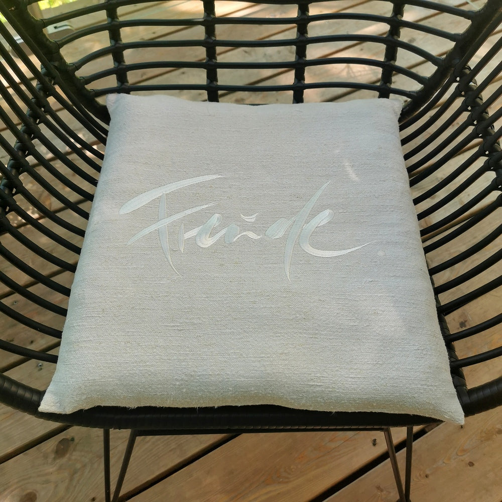 Bauernleinen-Flachkissen "Freude"