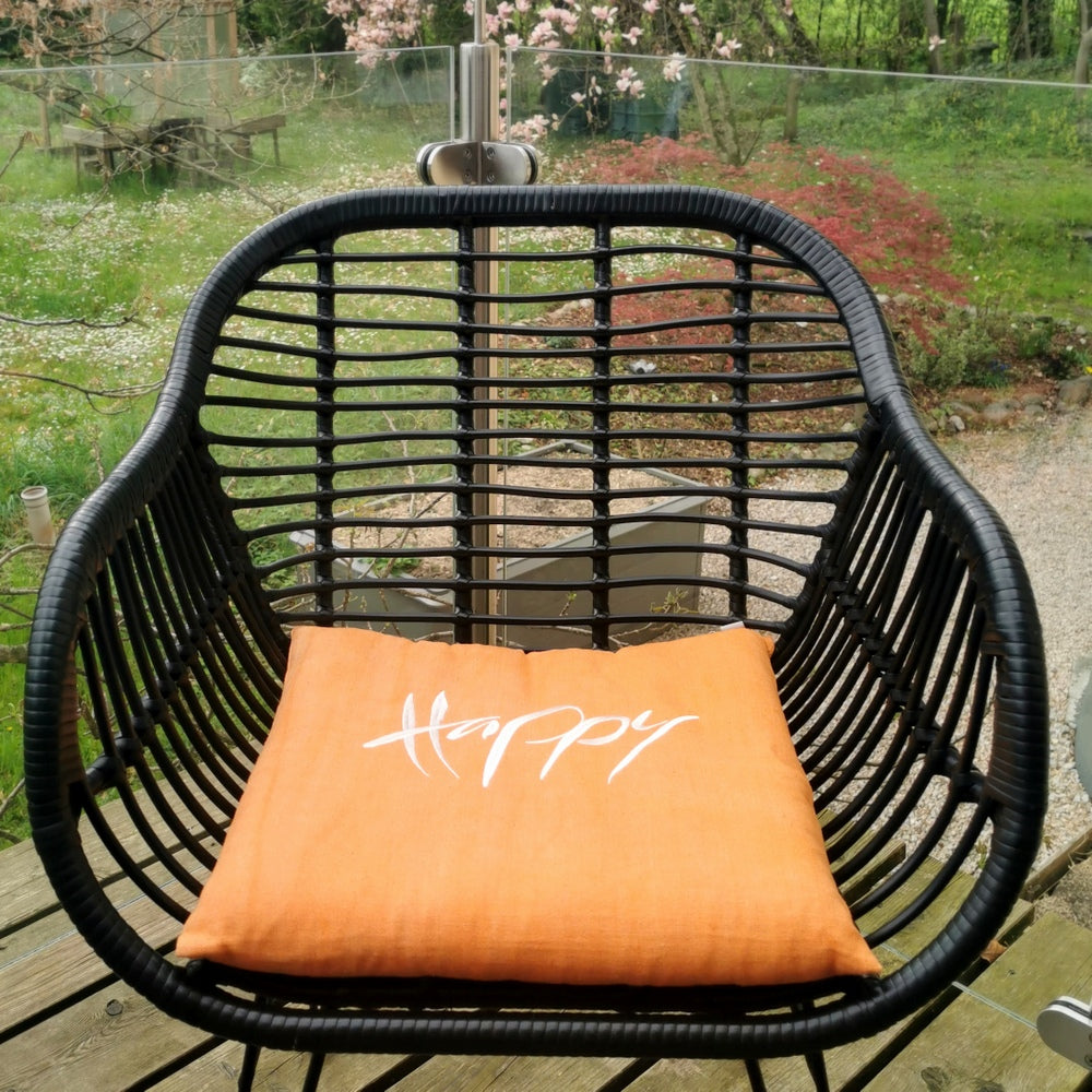 Bauernleinen-Flachkissen "Happy"