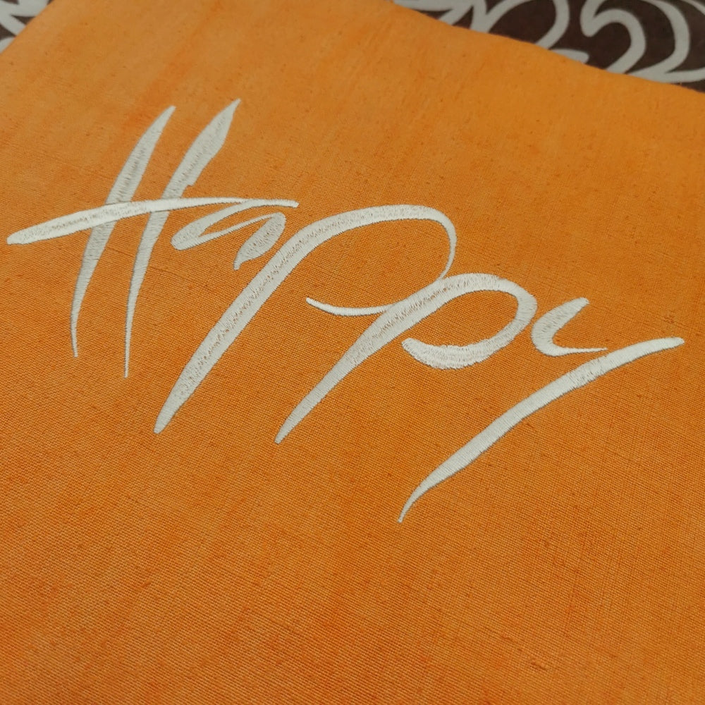 Bauernleinen-Flachkissen "Happy"