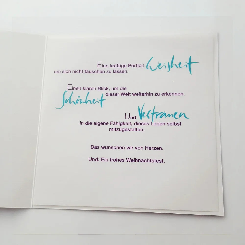 Hochwertige Weihnachtskarten mit Einlegeblatt – Wolle was komme Grußkarten