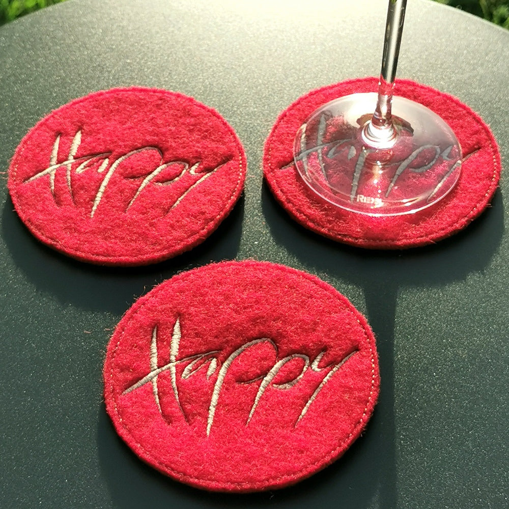 Glasuntersetzer "Happy" Rot