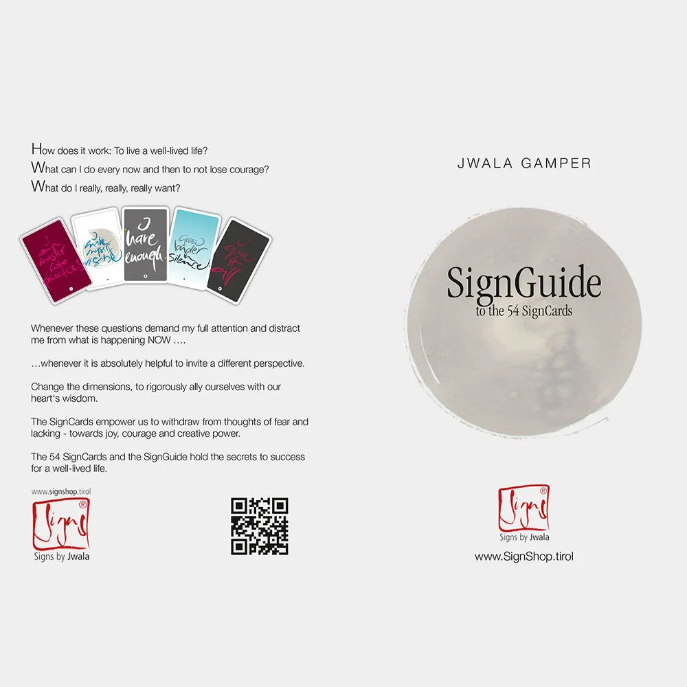 Exklusives SignKarten Set „Fingerzeige“ mit 54 spirituellen Impulskarten, Buch und Natur gestreifter Tasche, kraftvolle Botschaften für ein erfülltes Leben