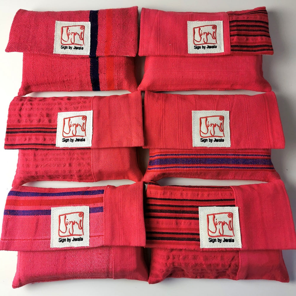 "Fingerzeige" SignKarten-Set "Himbeere/Gestreift" - Bauernleinen