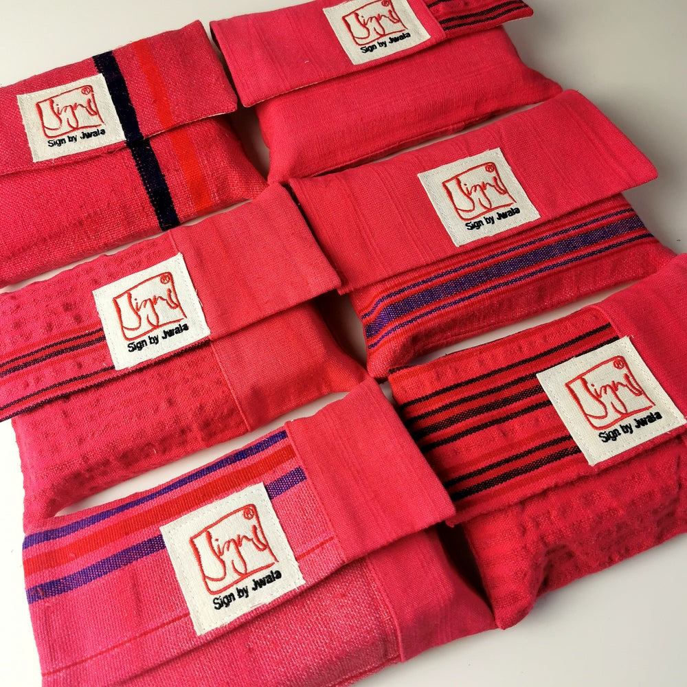 "Fingerzeige" SignKarten-Set "Himbeere/Gestreift" - Bauernleinen