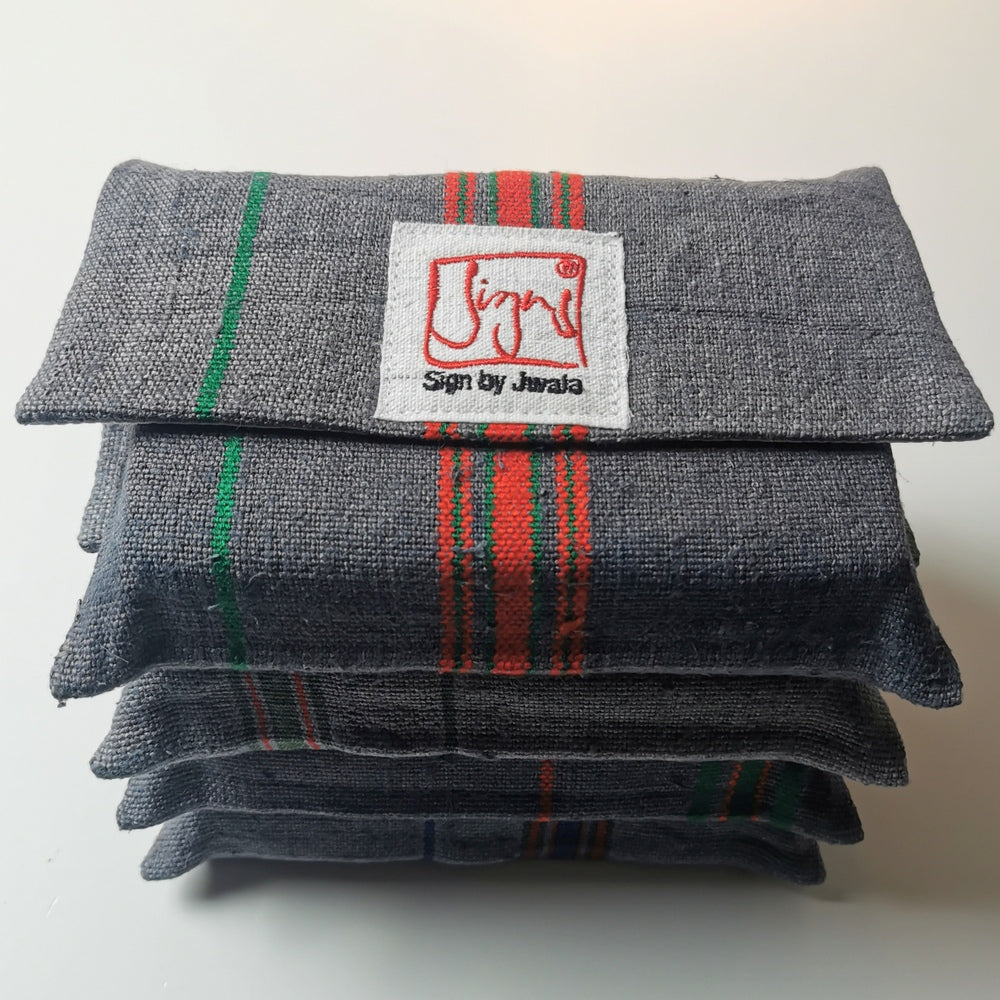 "Fingerzeige" SignKarten-Set "Anthrazit/gestreift" - Bauernleinen