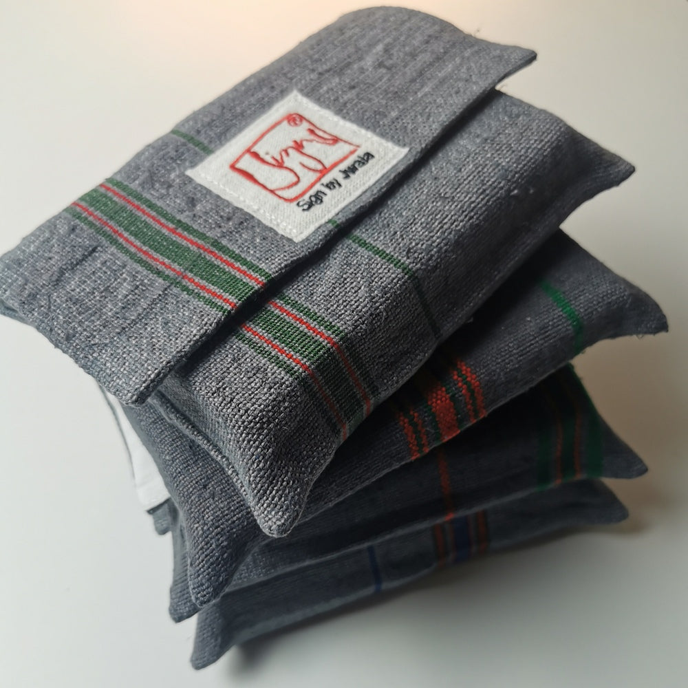 "Fingerzeige" SignKarten-Set "Anthrazit/gestreift" - Bauernleinen