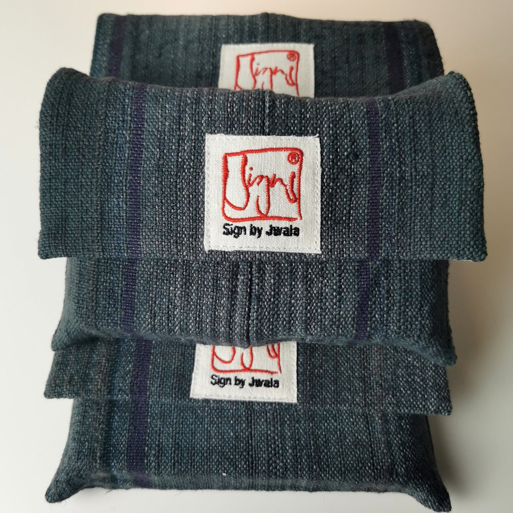 "Fingerzeige" SignKarten-Set "Graphit/gestreift" - Bauernleinen