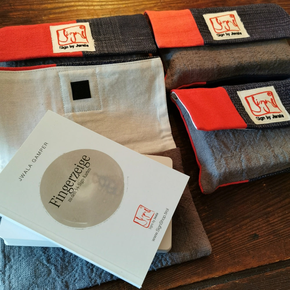 "Fingerzeige" SignKarten-Set "Blau/Rot/Grau" - Bauernleinen