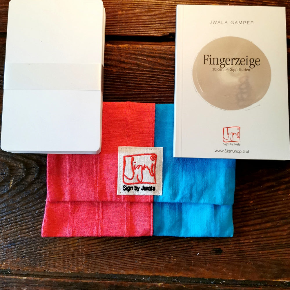 "Fingerzeige" SignKarten-Set "Türkis/Pink" - Bauernleinen
