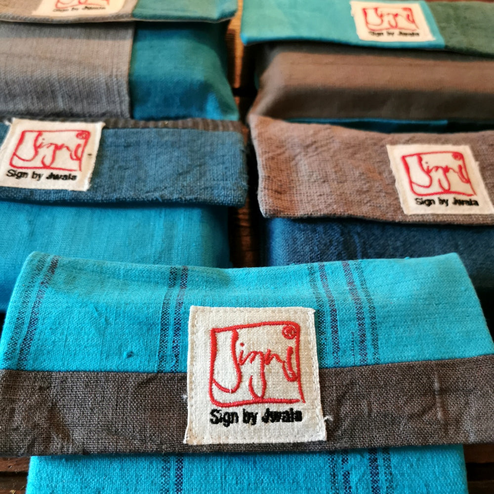 "Fingerzeige" SignKarten-Set "Türkis/Grau" - Bauernleinen