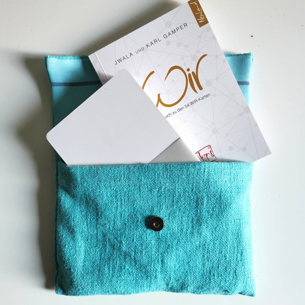 WIR-Karten-Set in WIR-Bauernleinentasche - Türkis