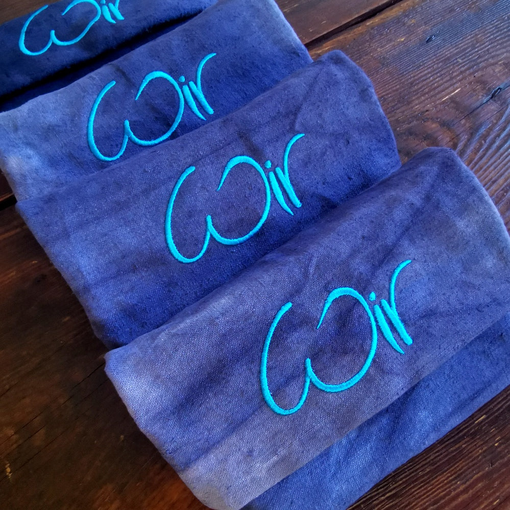 WIR-Karten-Set + WIR-Bauernleinentasche - Jeansblau (Batik)