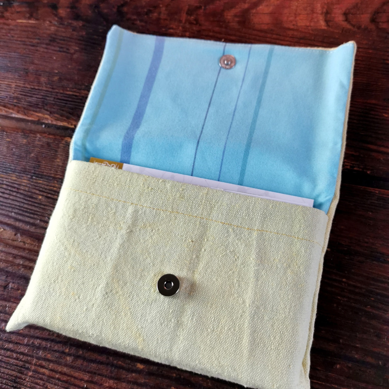 WIR-Karten-Set + WIR-Bauernleinentasche - Hellgelb/Türkis