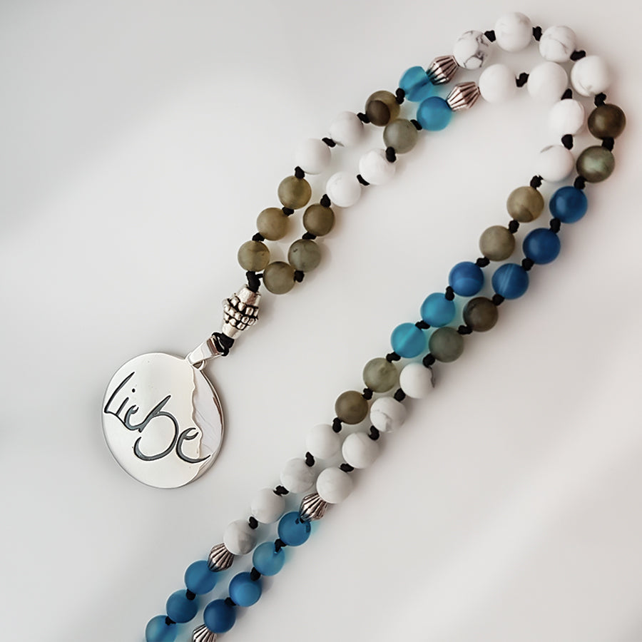 Liebe-Mala (Achat Blau, Labradorit, Howlith)