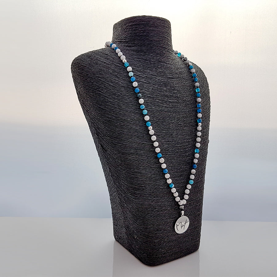 Mala-Kette Mut – Türkis & Howlith, handgemacht für klare Kommunikation auf SignShop Tirol kaufen
