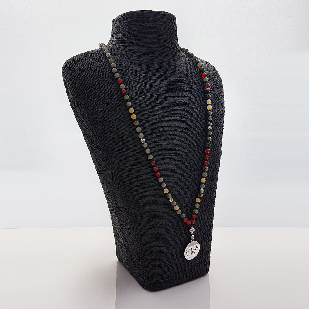 Mala-Kette Mut – Labradorit, Jade & Achat, handgemacht für Schutz & innere Stabilität auf SignShop Tirol