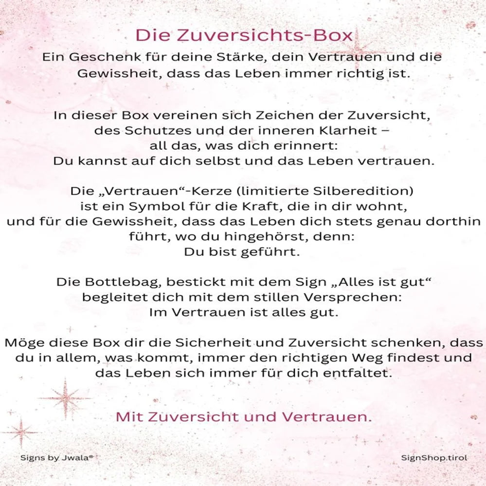 Limitierte Zuversichts-Box online kaufen – hochwertige Geschenkbox für positive Energie, exklusiv im SignShop Tirol
