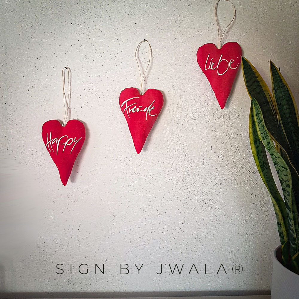 Bauernleinen-Herz "Liebe" Rot