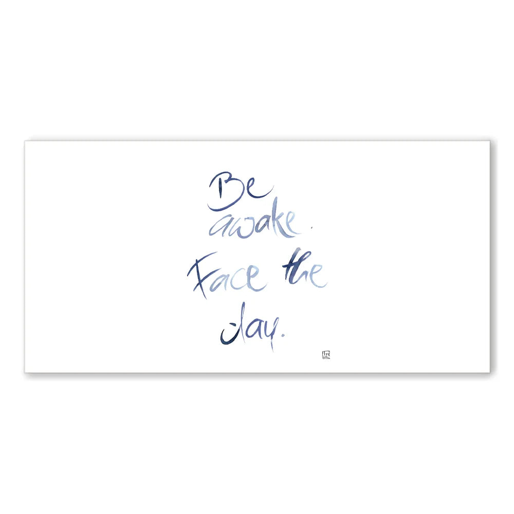 Luxus Leinwanddruck „Be awake. Face the day.“ – Sign by Jwala® mit Fingerzeige Karte, exklusive Deko, liebevoll gefertigt, Einzelstück aus Tirol