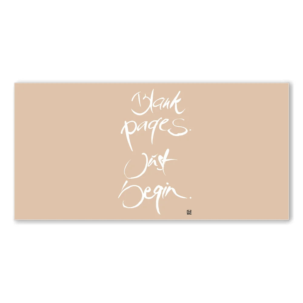 Inspirierende Leinwand „Blank pages. Just begin.“ – Sign by Jwala® Original, Limited Edition, hochwertige Kunst aus Tirol, Fingerzeige Karte als Impuls für Mut und Inspiration