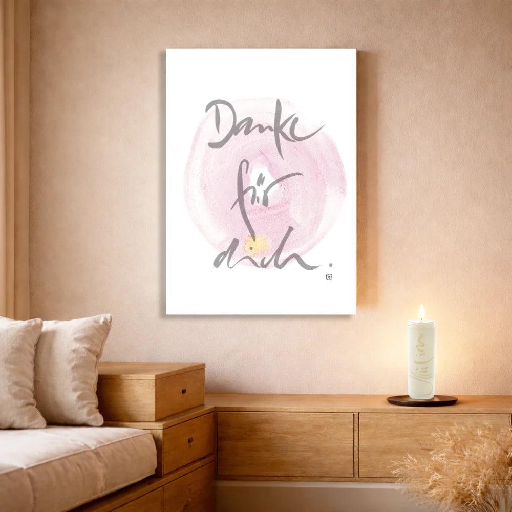 Exklusive Leinwand für Paare „Danke für dich“ mit WIR Karte – Originaldruck von Sign by Jwala®, handgefertigte Wandkunst, Limited Edition, einzigartiges Geschenk für Beziehung und Wertschätzung