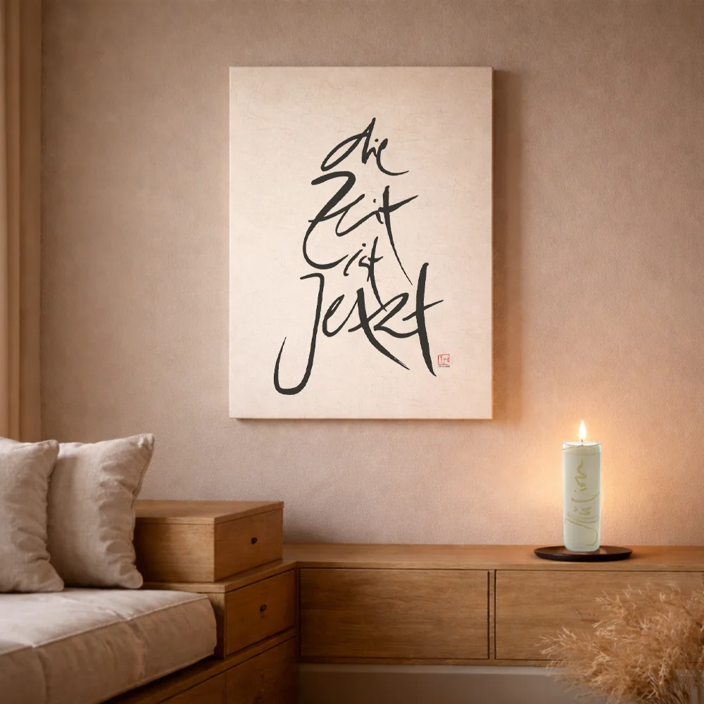Exklusive Leinwand „Die Zeit ist Jetzt“ – Originaldruck von Sign by Jwala®, handgefertigte Wandkunst aus Tirol, Limited Edition