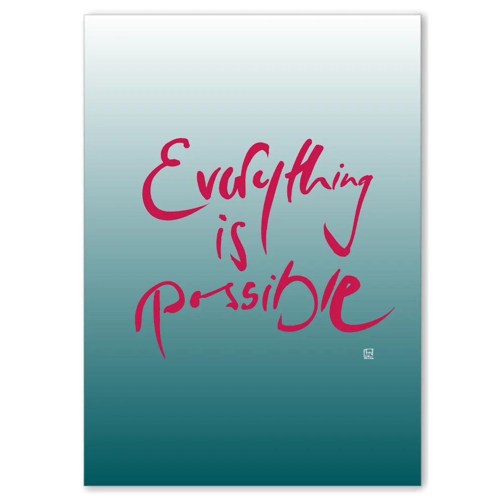 Luxus Leinwanddruck „Everything is possible.“ – Sign by Jwala® mit Fingerzeige Karte, exklusive Deko, liebevoll gefertigt, Einzelstück aus Tirol