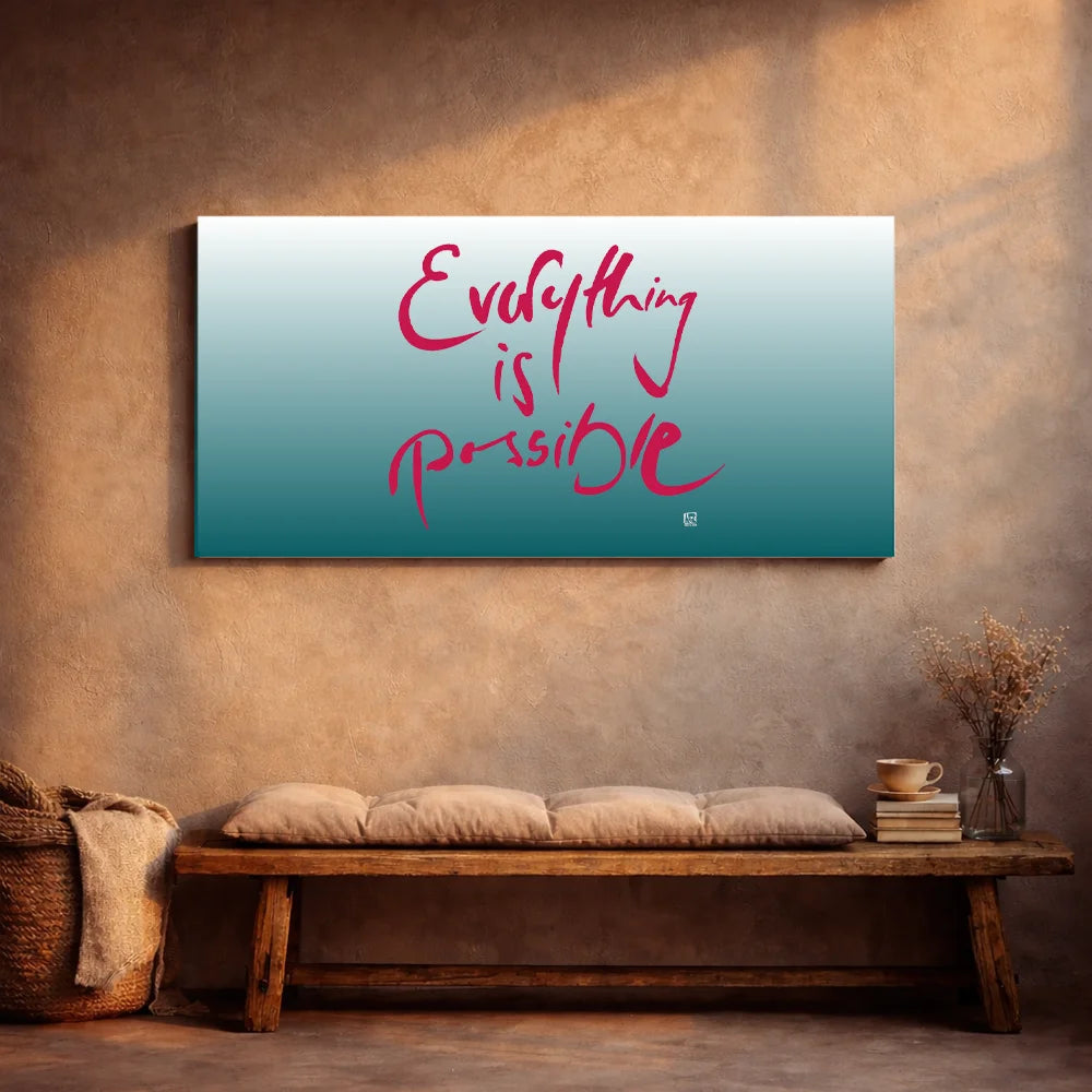 Exklusive Leinwand „Everything is possible.“ mit Fingerzeige Karte – Originaldruck von Sign by Jwala®, handgefertigte Wandkunst aus Tirol, Limited Edition