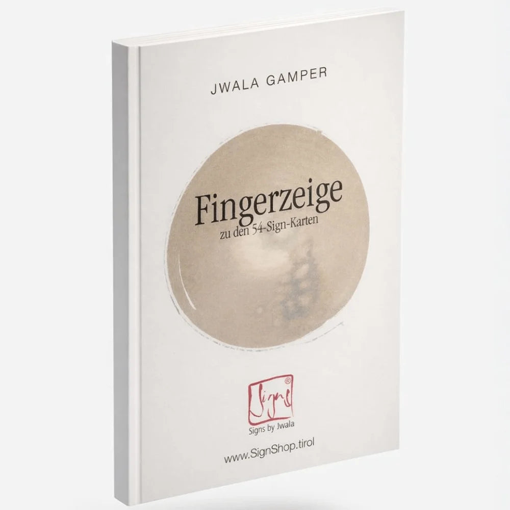Wertvolles Geschenkset für spirituelle Inspiration: 54 Sign-Orakelkarten & Buch „Fingerzeige“ von Jwala Gamper, kunstvoll arrangiert in einer exklusiven Designer-Bauernleinen-Tasche – Premium-Ausgabe im SignShop Tirol