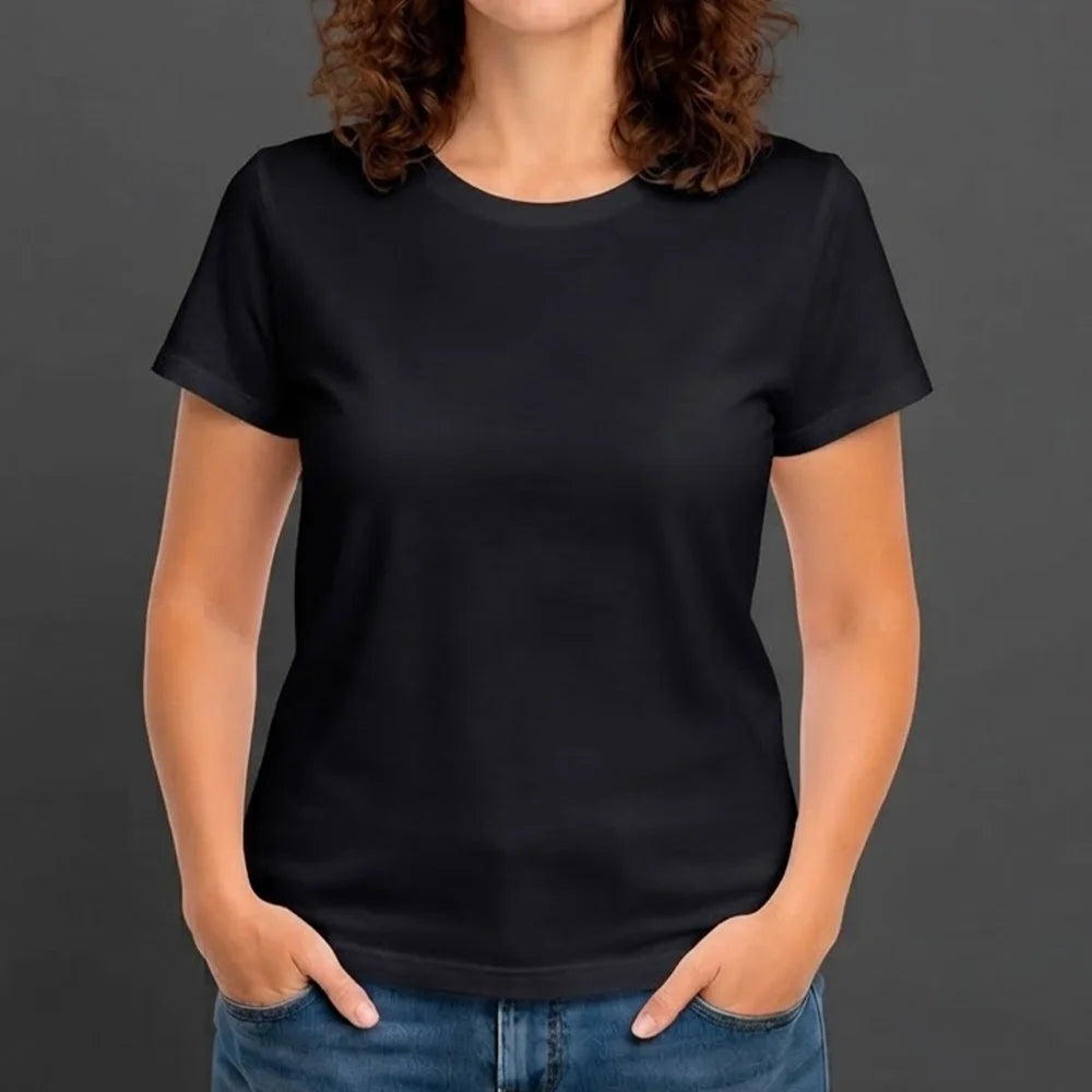 Schwarzes Damen-T-Shirt von Stanley/Stella aus bis zu 100 % gekämmter Bio-Baumwolle mit liebevoller spiritueller Botschaft