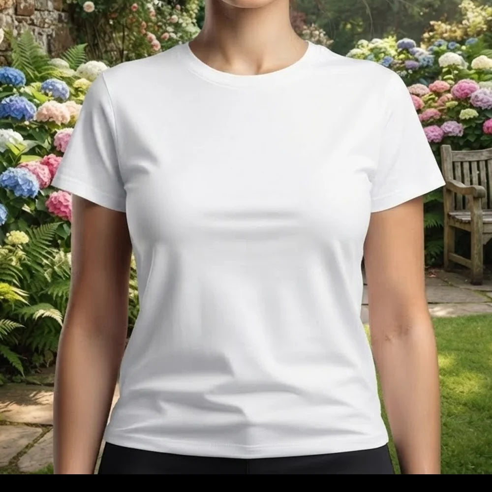 Weißes Damen-T-Shirt von Stanley/Stella aus bis zu 100 % gekämmter Bio-Baumwolle mit liebevoller spiritueller Botschaft