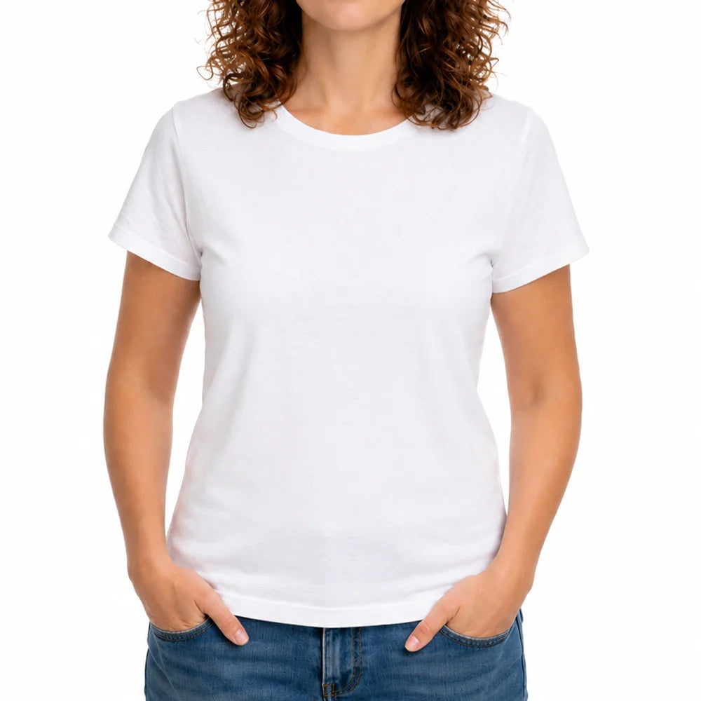 Weißes Damen-T-Shirt von Stanley/Stella aus bis zu 100 % gekämmter Bio-Baumwolle mit liebevoller spiritueller Botschaft